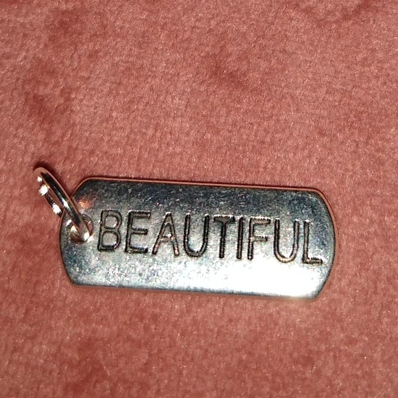 Silver Oblong Tag BEAUTIFUL Charm for Necklace or Bracelet Word Dog Tags Pendant - Picture 2 of 4